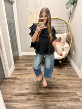 BRINLEY BLACK LAYERED BLOUSE TOP