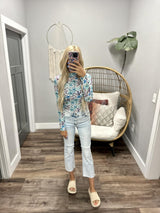 HEIDI BLUE FLORAL LONG SLEEVE BLOUSE