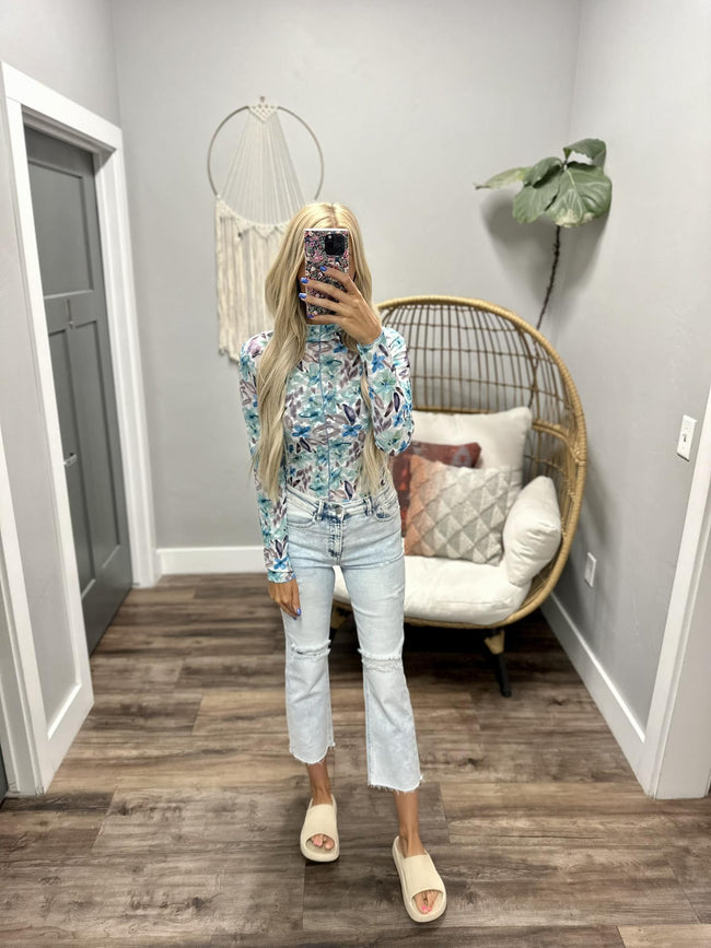 HEIDI BLUE FLORAL LONG SLEEVE BLOUSE