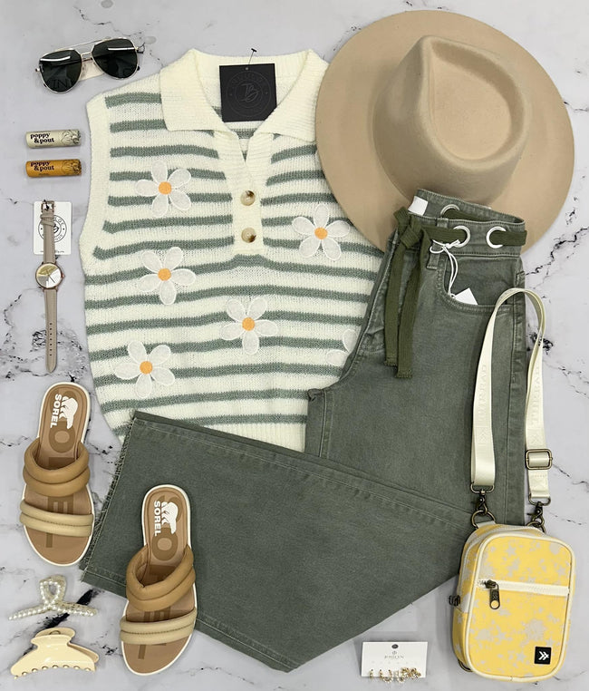 GEORGIA DAISY STRIPE SWEATER TOP