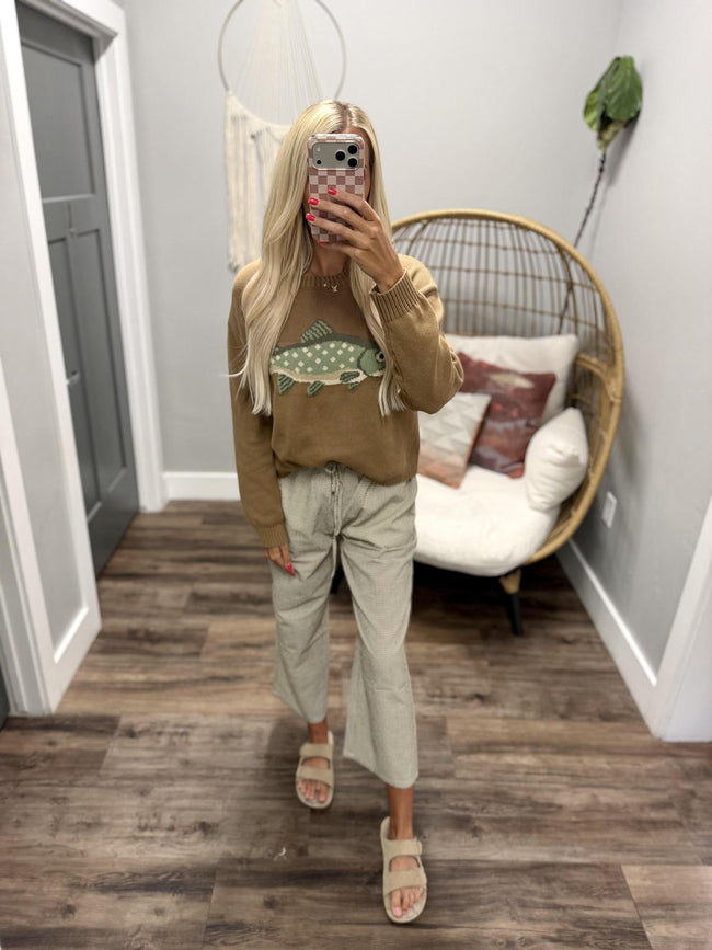 MOCHA FISH KNIT SWEATER TOP