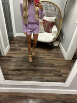 MELANY LAVENDER BUTTON UP SET