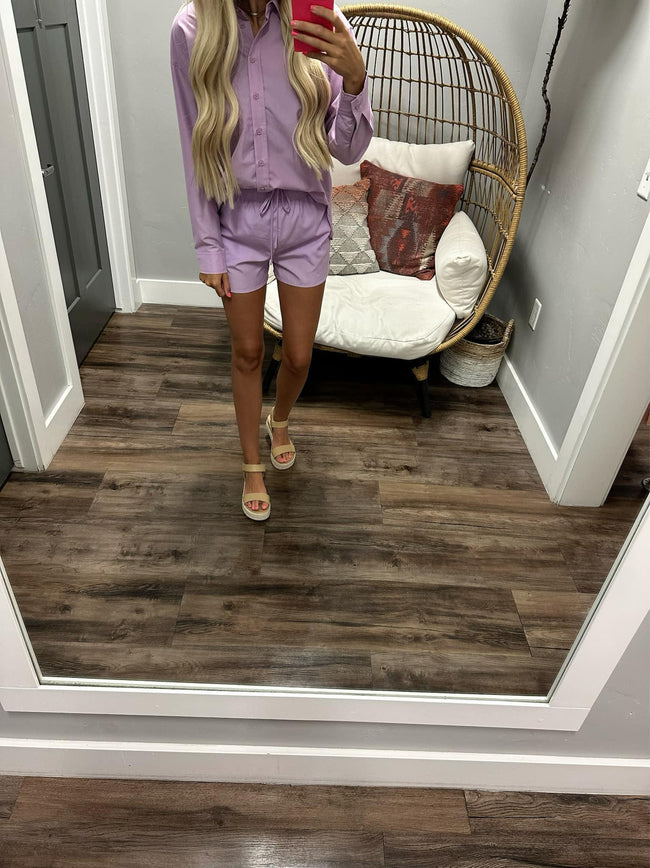 MELANY LAVENDER BUTTON UP SET