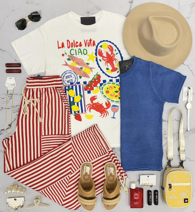 WHITE LA DOLCE VITA GRAPHIC TEE