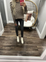 SPLIT PERSONALITY NEUTRAL STRIPE SWEATER