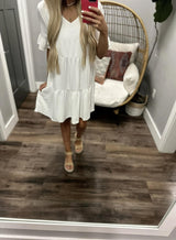 FLIRTING WITH YOU WHITE TIERED DRESS