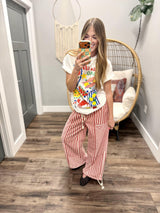 ANNIE RED STRIPE DRAWSTRING PANTS