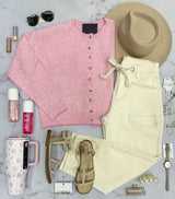 PINK PUNCH STRIPE BUTTON UP CARDIGAN TOP