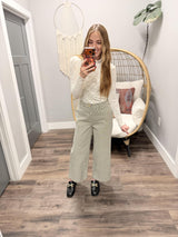 PIPER IVORY CRINKLE LONG SLEEVE BLOUSE