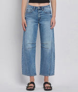 KATE MID WASH BARREL DENIM JEANS