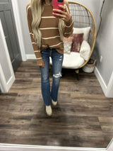SAYDRA CAMEL STRIPE SWEATER TOP