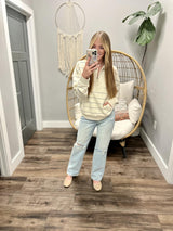 PARIS IVORY AND BLACK 1/2 ZIP CREW SWEATER TOP