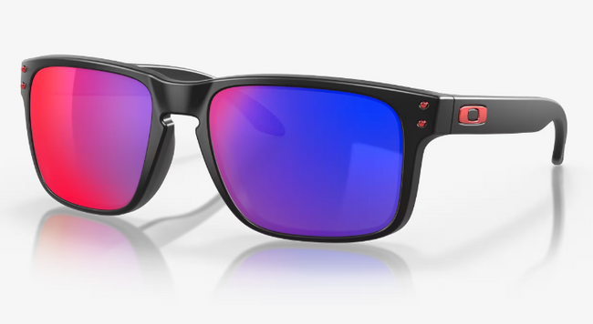 HOLBROOK MATTE BLACK POSTIVE RED IRIDIUM OAKLEY SUNGLASSES