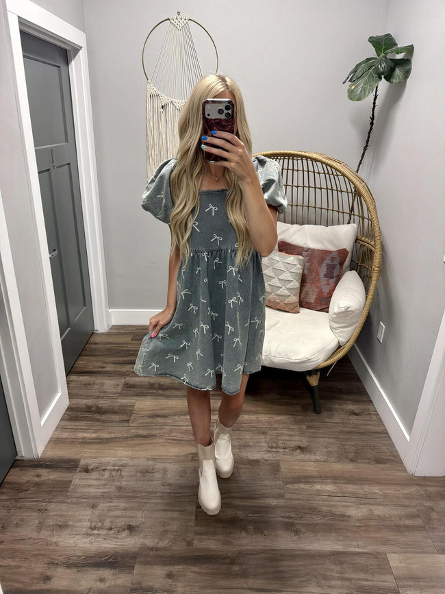 THE JACK BOW'D UP DENIM DRESS