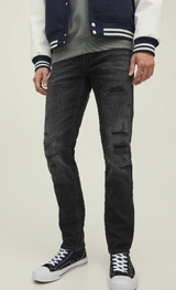 MENS JACK AND JONES SLIM GLENN WASHED BLACK DENIM