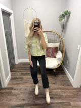 NINA ALOE STRIPE KNIT BUTTON UP CARDIGAN TOP