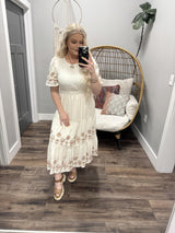 BRENDA CREAM EMBROIDERED FLORAL DRESS