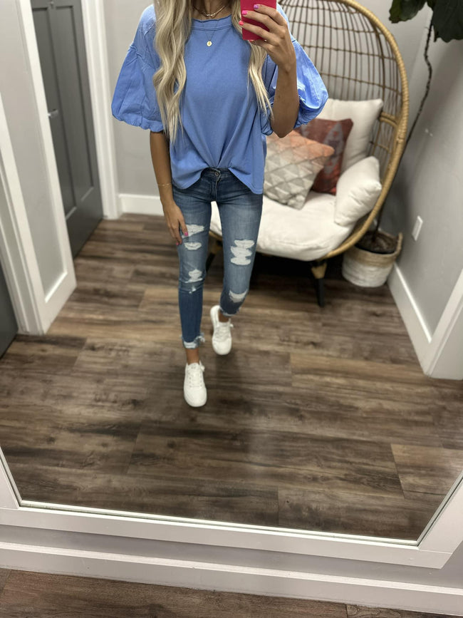 FREE PEOPLE BLUE VISTA BLOSSOM TEE