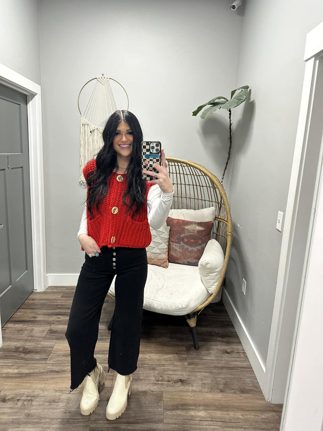 CANDICE RED KNIT SWEATER VEST