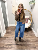 STELLA CHOCOLATE CRINKLE TIE FRONT CARDIGAN