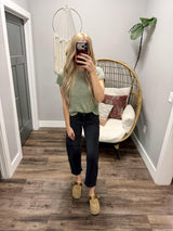 MOLLY SAGE KNIT SHORT SLEEVE SWEATER TOP
