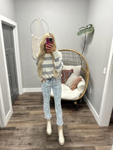 EMMI CREAM AND NAVY STRIPE SWEATER TOPS