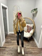 SHAWNEE CAMEL EMBROIDERED BUTTON UP JACKET