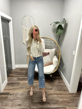 TALIA CREAM LONG SLEEVE BUTTON UP COLOR BLOUSE