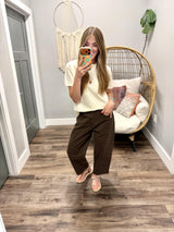 SAMMY OFF WHITE SHORT SLEEVE SWEATER TOP