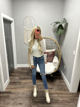 MISSING YOU IVORY LACE MESH MOCK NECK LONG SLEEVE TOP