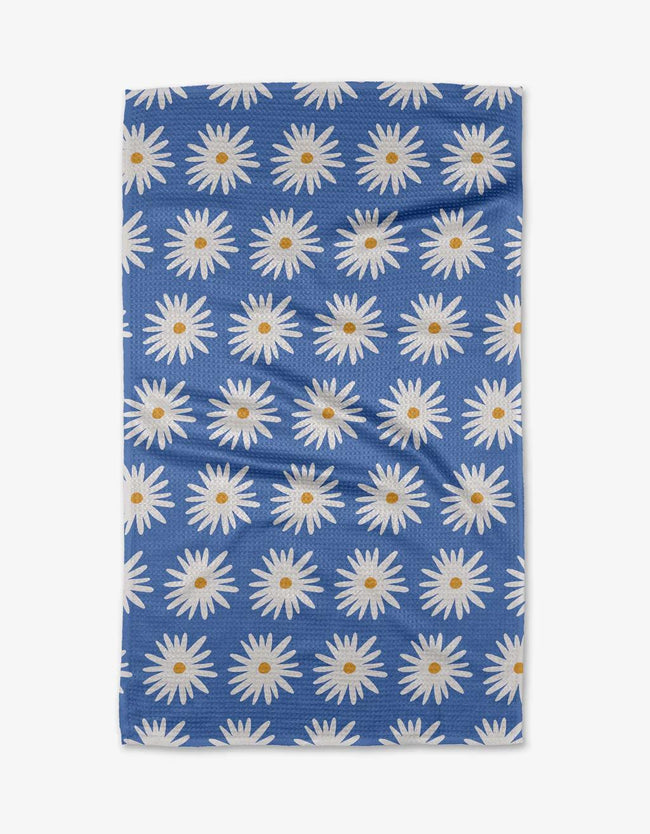 GEOMETRY BLUE DAISIES TEA TOWEL