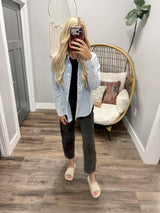 ELIZABETH MINERAL WASH BLUE BUTTON UP JACKET
