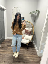 CAMILLA CAMEL STRIPE SWEATER TOP