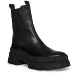 STEVE MADDEN BARCLAY BLACK LEATHER LUG CHELSEA BOOT