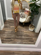 RED BEAN DISTRESSED STRETCH DENIM JEAN