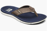 MENS REEF NAVY AND KHAKI SANTA ANA LEATHER FLIP FLOPS