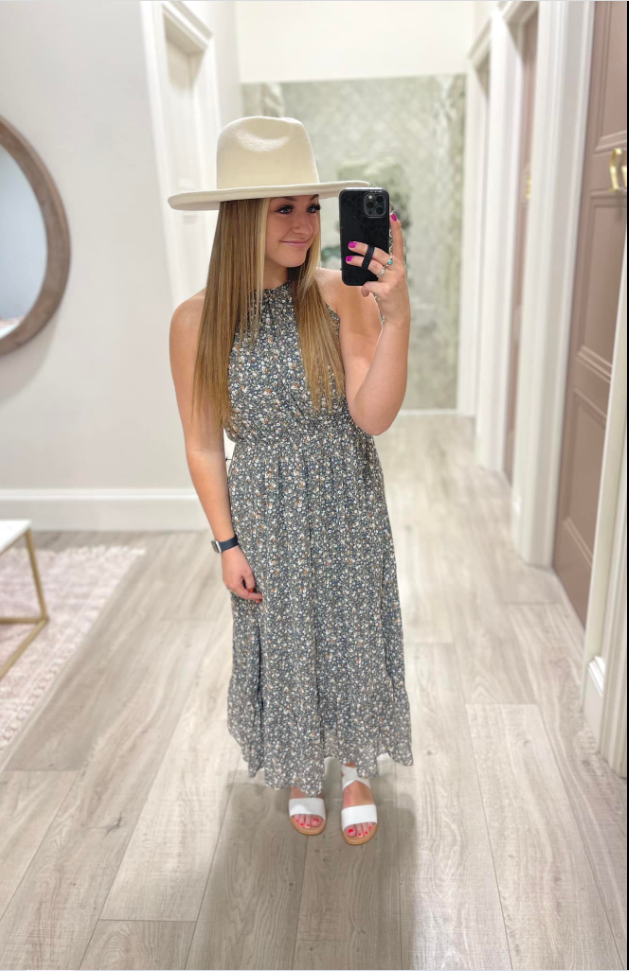 HALTER TANK FLORAL MAXI DRESS