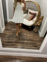 WHITE TEXTURED TIERED KNIT DRESS