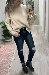 OATMEAL CREAM SWEATER TOP