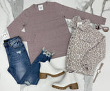 DUSTY MAUVE PANEL SOFT SWEATER