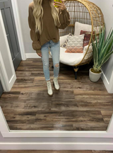 MOCHA PUFF SLEEVE SWEATER TOP