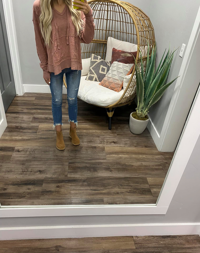 MAUVE HOODED TUNIC TOP