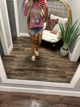 PINK WASHED ROCK N ROLL TEE