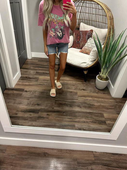 PINK WASHED ROCK N ROLL TEE