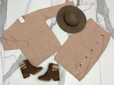 OATMEAL BUTTON SWEATER SKIRT