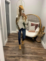 OLIVE AND CAMEL COLORBLOCK SWEATER TOP