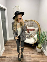 CHECKERED BLAZER TOP