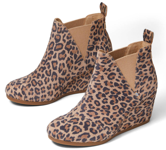 Toms leopard best sale wedge booties