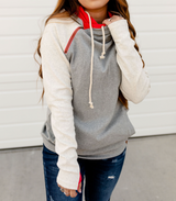 RED GREY AND OATMEAL HOODIE
