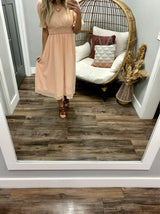LIGHT PEACH SWISS DOT DRESS
